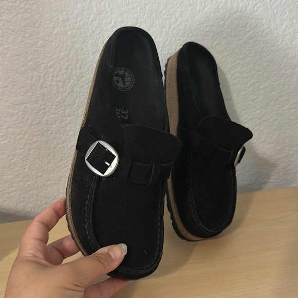 Women’s Birkenstock Buckley suede leather black mules loafers size 6 NWT - Picture 5 of 8